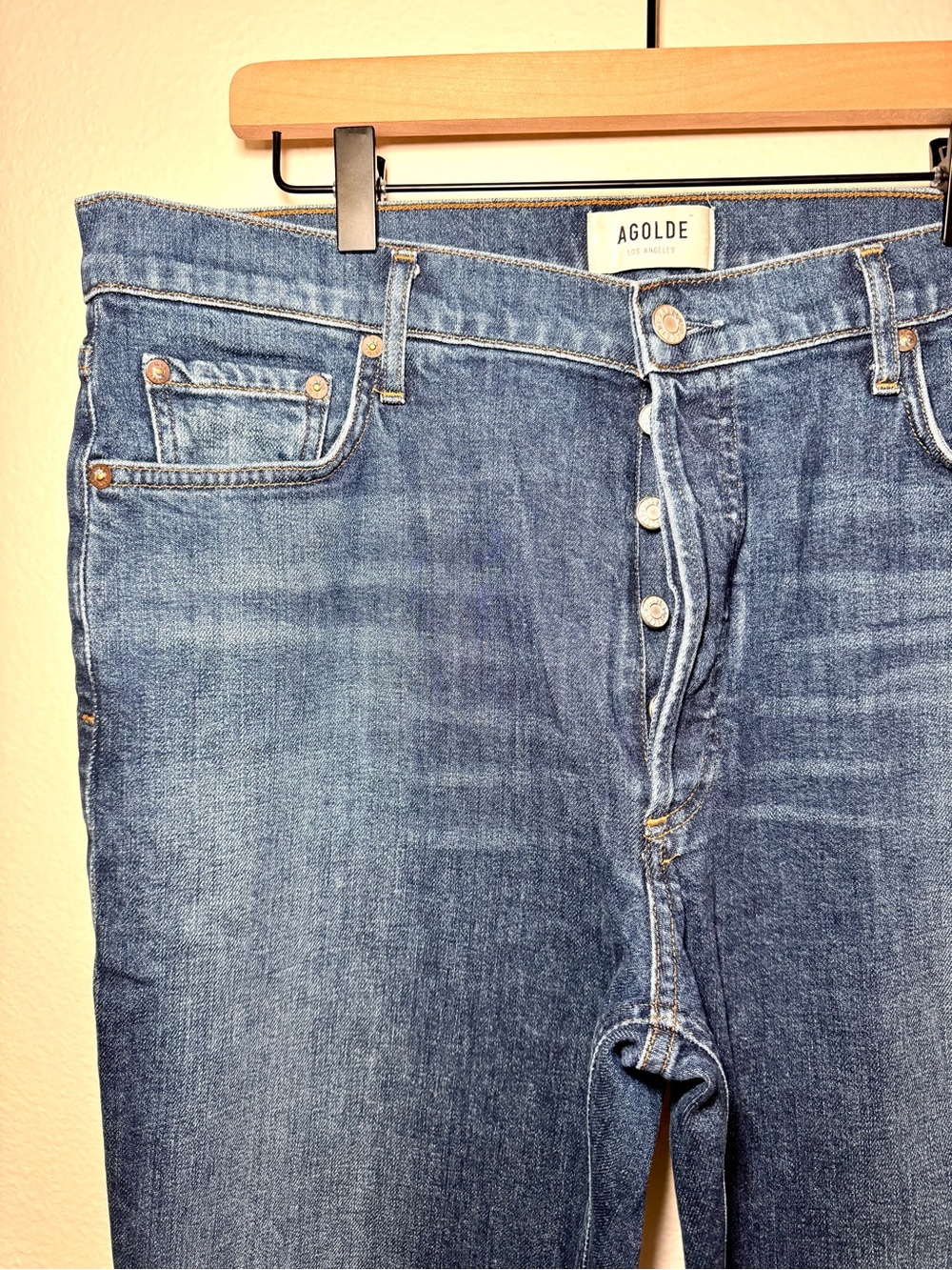 AGOLDE Nico High Rise Slim Jeans Fixation Button Fly Size 32 - Picture 2 of 10